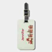おもちゃつきヴィンテージかわいいクリスマストレイン ラゲッジタグ (正面縦)