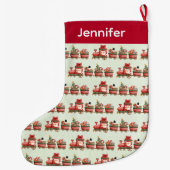 おもちゃつきヴィンテージかわいいクリスマストレイン ラージクリスマスストッキング (裏面)