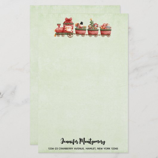 おもちゃつきヴィンテージかわいいクリスマストレイン 便箋 (正面/裏面)