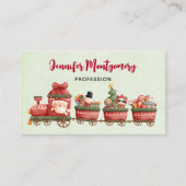 おもちゃつきヴィンテージかわいいクリスマストレイン 名刺 (正面)