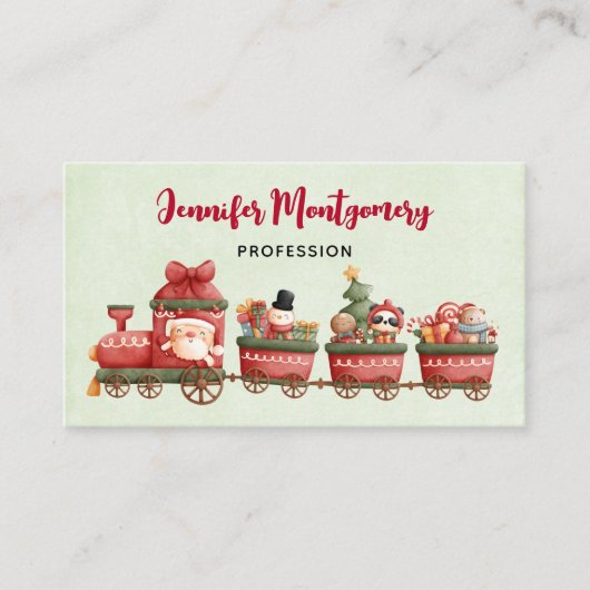 おもちゃつきヴィンテージかわいいクリスマストレイン 名刺 (正面)