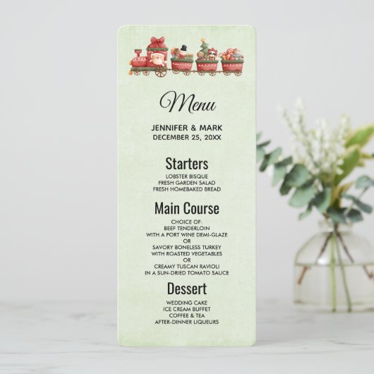 おもちゃつきヴィンテージかわいいクリスマストレイン 招待状 (スタンド正面)