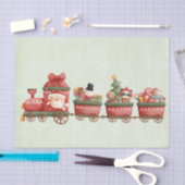 おもちゃつきヴィンテージかわいいクリスマストレイン 薄葉紙 (クラフト)