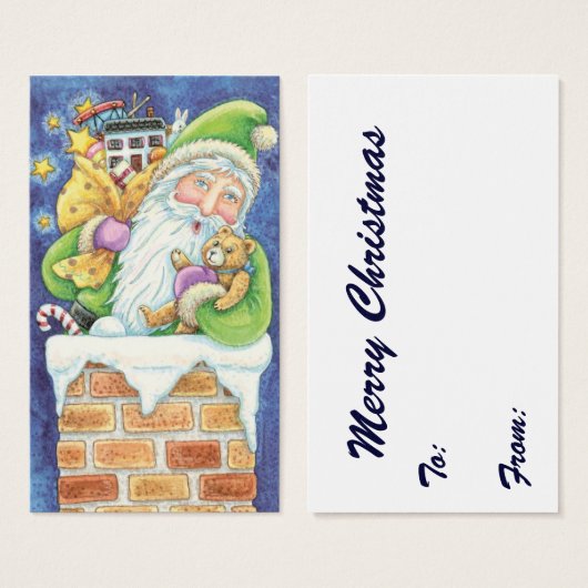 おもちゃつき煙突のサンタクロースかわいいクリスマス (正面&裏面)
