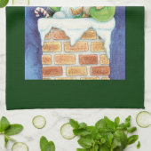 おもちゃつき煙突のサンタクロースかわいいクリスマス キッチンタオル (折り畳み)