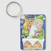 おもちゃつき煙突のサンタクロースかわいいクリスマス キーホルダー (正面)