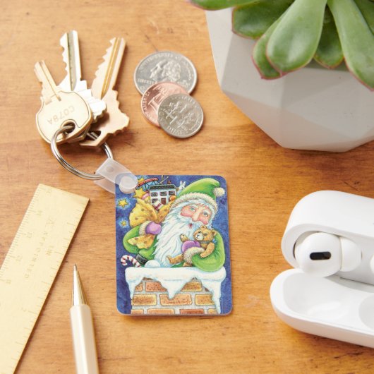 おもちゃつき煙突のサンタクロースかわいいクリスマス キーホルダー (デスク)