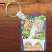 おもちゃつき煙突のサンタクロースかわいいクリスマス キーホルダー (正面)