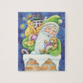 おもちゃつき煙突のサンタクロースかわいいクリスマス ジグソーパズル (縦)