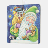 おもちゃつき煙突のサンタクロースかわいいクリスマス セラミックオーナメント (左)