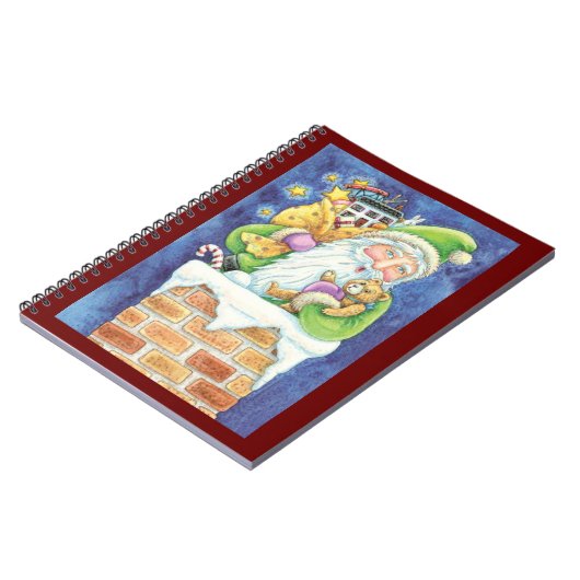 おもちゃつき煙突のサンタクロースかわいいクリスマス ノートブック (左側)