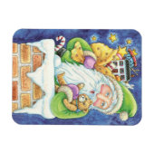 おもちゃつき煙突のサンタクロースかわいいクリスマス マグネット (横)