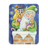 おもちゃつき煙突のサンタクロースかわいいクリスマス マグネット (縦)