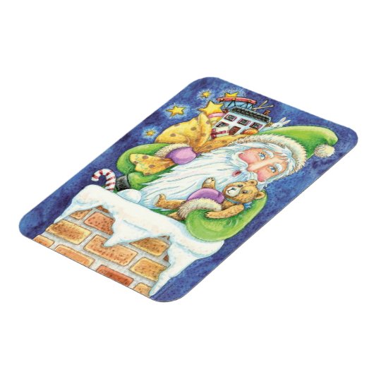 おもちゃつき煙突のサンタクロースかわいいクリスマス マグネット (左側)