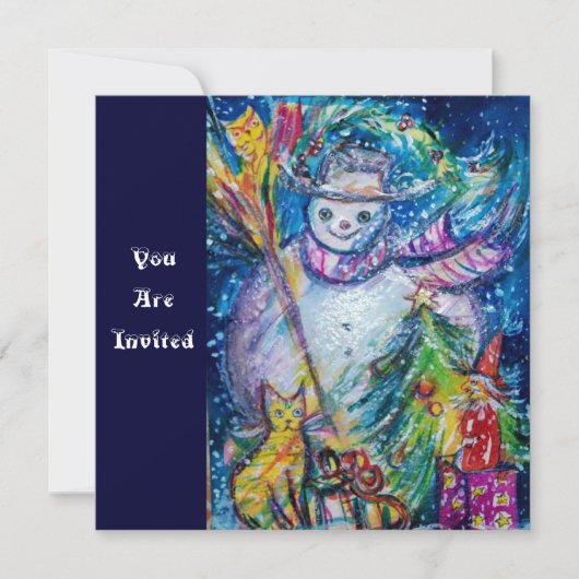 おもちゃつき雪だるま、クリスマスパーティー 招待状 (正面)