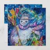 おもちゃつき雪だるま、クリスマスホリデーパーティー 招待状 (正面/裏面)