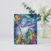 おもちゃつき雪だるま、白い青色の黄色 ポストカード (スタンド正面)