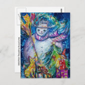 おもちゃつき雪だるま、白い青色の黄色 ポストカード (正面/裏面)