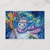 おもちゃつき雪だるま、白い青色の黄色 名刺 (裏面)