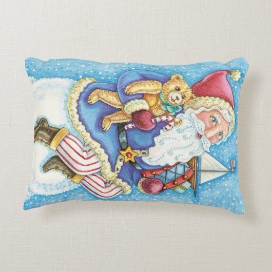 おもちゃつき雪玉サンタクロースかわいいクリスマス アクセントクッション (裏面)