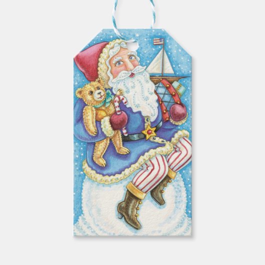 おもちゃつき雪玉サンタクロースかわいいクリスマス ギフトタグ (正面)