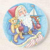おもちゃつき雪玉サンタクロースかわいいクリスマス コースター (正面)