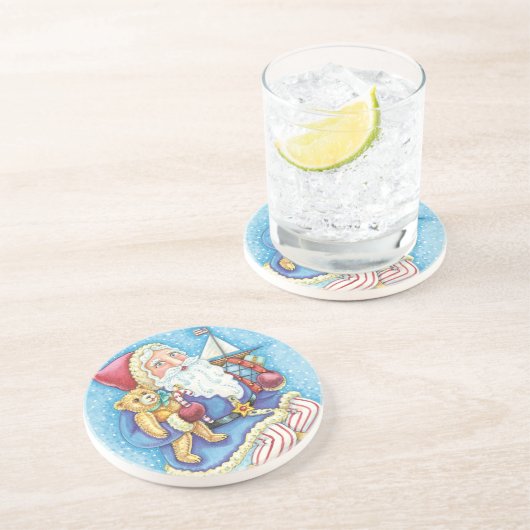 おもちゃつき雪玉サンタクロースかわいいクリスマス コースター (側面)