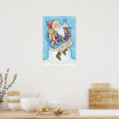 おもちゃつき雪玉サンタクロースかわいいクリスマス ポスター (キッチン)