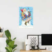 おもちゃつき雪玉サンタクロースかわいいクリスマス ポスター (ホームオフィス)