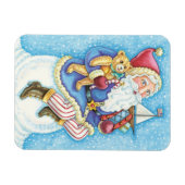 おもちゃつき雪玉サンタクロースかわいいクリスマス マグネット (横)
