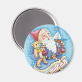 おもちゃつき雪玉サンタクロースかわいいクリスマス マグネット (正面/裏面)