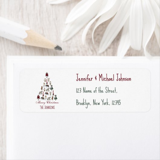 おもちゃで作ったクリスマスツリー ラベル (インサイチュ)