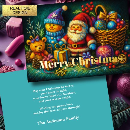 おもちゃとオーナメントのクリスマスシーン 箔シーズンカード