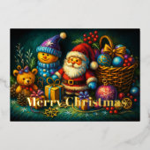 おもちゃとオーナメントのクリスマスシーン 箔シーズンカード (正面)