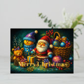 おもちゃとオーナメントのクリスマスシーン 箔シーズンカード (立ち正面)