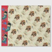 おもちゃとクリスマスストッキングとギフト付き子供 ラッピングペーパー (フラット)