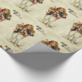 おもちゃとクリスマスプレゼントを持った子ども ラッピングペーパー (角)