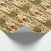 おもちゃとクリスマスプレゼントを持った子ども ラッピングペーパー (角)