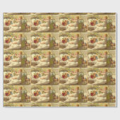 おもちゃとクリスマスプレゼントを持った子ども ラッピングペーパー (フラット)