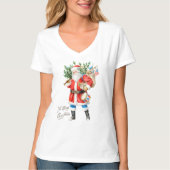 おもちゃとドラムを持つサンタクロース Tシャツ (正面)