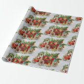 おもちゃとレッドカー付きヴィンテージクリスマスサンタ ラッピングペーパー (アンロールド)