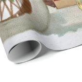 おもちゃとレッドカー付きヴィンテージクリスマスサンタ ラッピングペーパー (ロールコーナー)