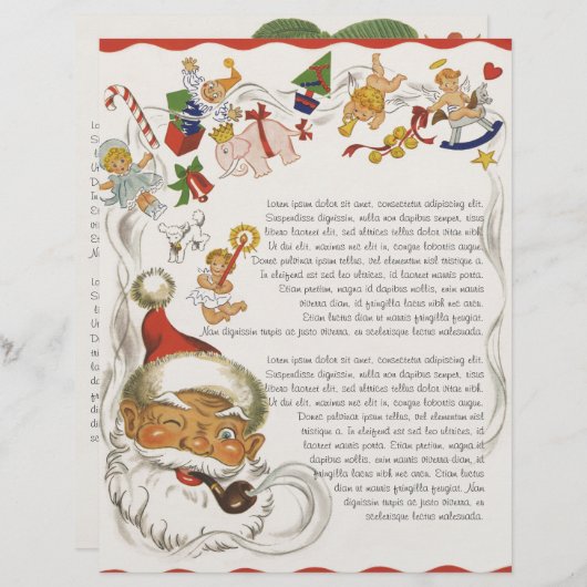 おもちゃと人形を持つサンタクロースのヴィンテージクリスマス (正面/裏面)