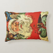 おもちゃのあるソリのヴィンテージクリスマスサンタクロース アクセントクッション (正面)