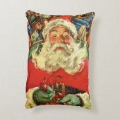 おもちゃのあるソリのヴィンテージクリスマスサンタクロース アクセントクッション (裏面(縦))
