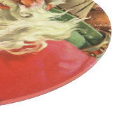 おもちゃのあるソリのヴィンテージクリスマスサンタクロース カッティングボード (角)