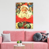 おもちゃのあるソリのヴィンテージクリスマスサンタクロース キャンバスプリント (インサイチュ (リビング))