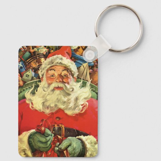 おもちゃのあるソリのヴィンテージクリスマスサンタクロース キーホルダー (裏面)