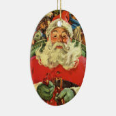 おもちゃのあるソリのヴィンテージクリスマスサンタクロース セラミックオーナメント (右)