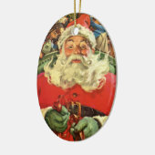 おもちゃのあるソリのヴィンテージクリスマスサンタクロース セラミックオーナメント (左)